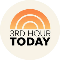 Circular sticker with '3rd Hour Today' text and orange arches on a cream-colored, circular background